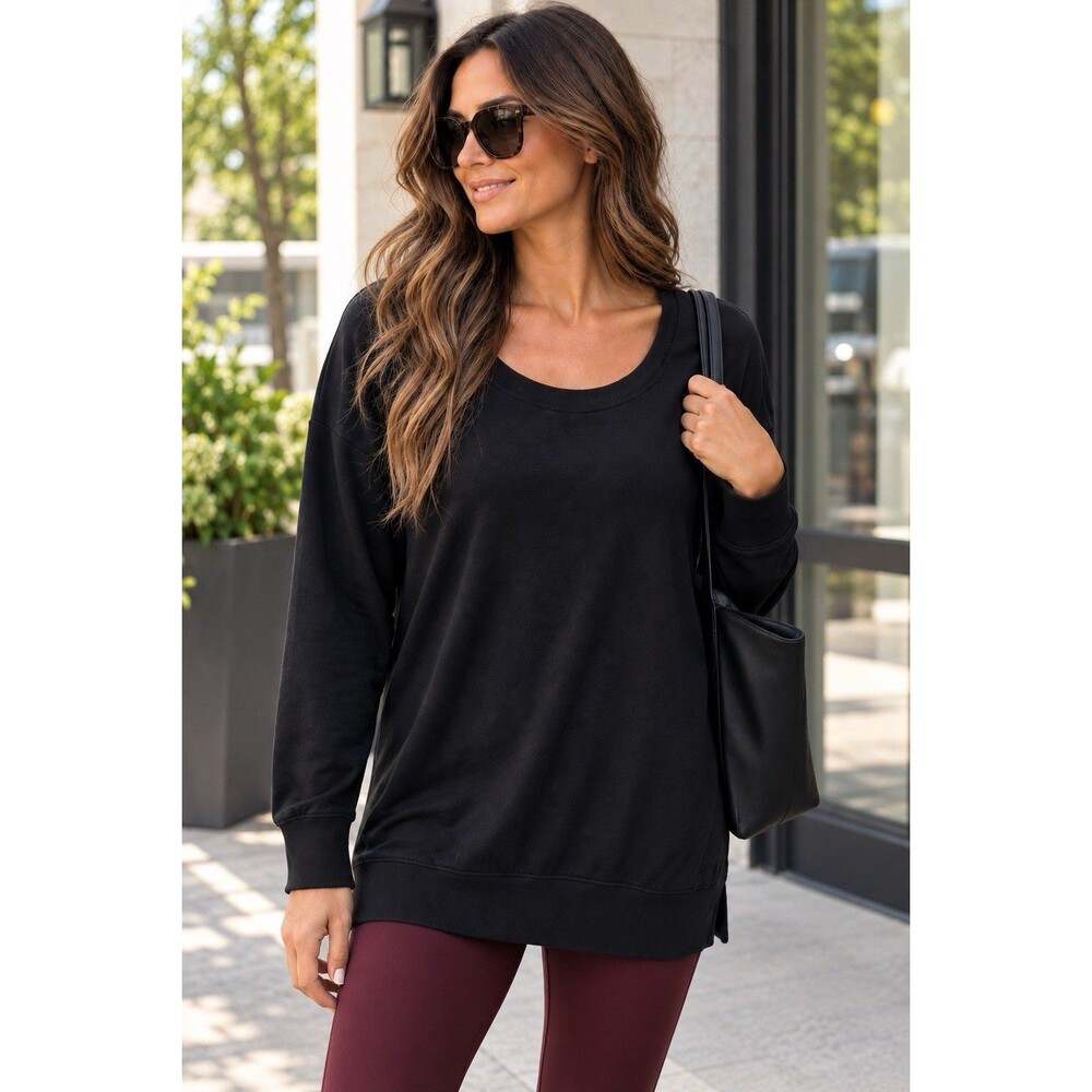 Avia Women's Black Long Sleeve Lightweight Tunic Sweatshirt Size M NEW